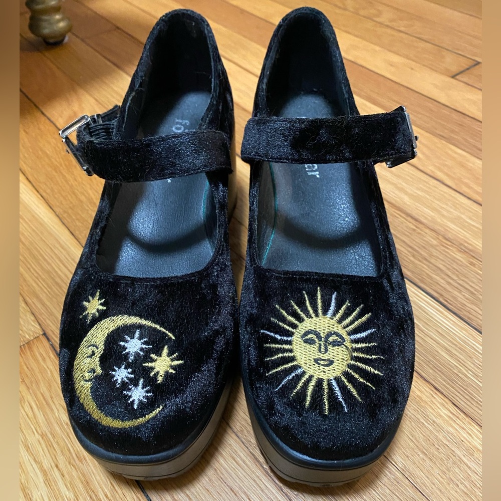 Koi Della Black Velvet Witchy Mary Janes